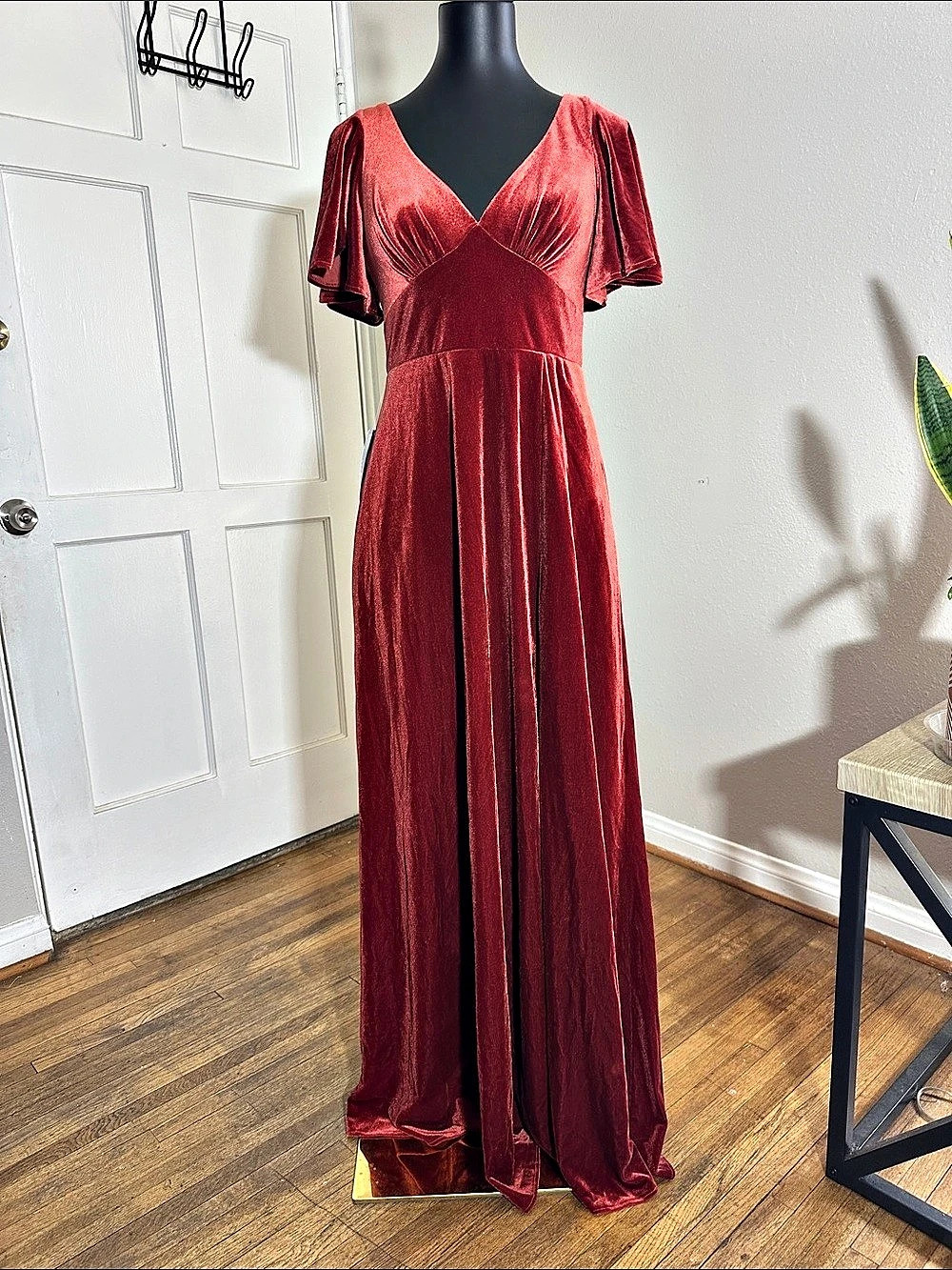 AZAZIE Velvet Maxi Dress in Red NWT